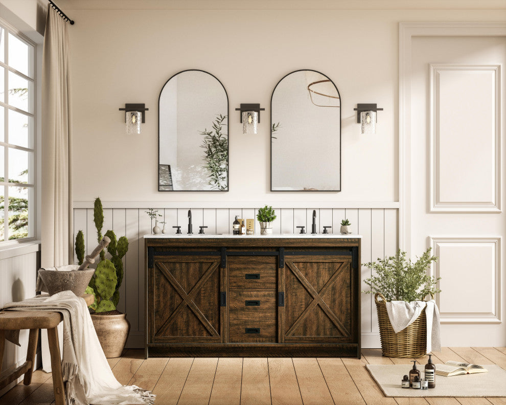 Home Living 60" Double Bathroom Vanity, Expresso