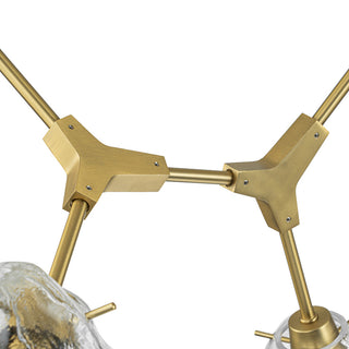 10-Light Brass Clear Glass Branch Chandelier