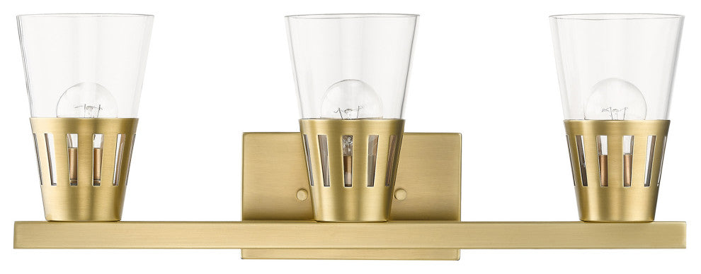 3 Light Natural Brass Vanity Sconce