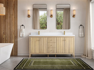 Atlanta Oak 72" Double Sink Bath Vanity, White 2" White Quartz