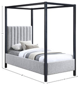 Kelly Boucle Fabric Upholstered Bed, Gray, Twin