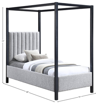 Kelly Boucle Fabric Upholstered Bed, Gray, Twin