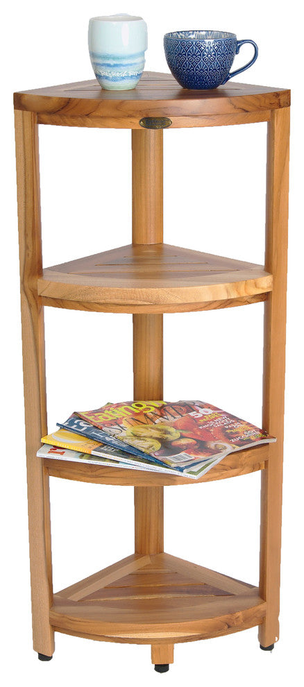 EcoDecors EarthyTeak Oasis 4-Tier Teak Corner Shelf
