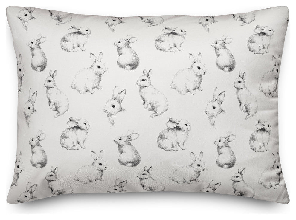Sketch Bunny Pattern 14x20 Lumbar Pillow