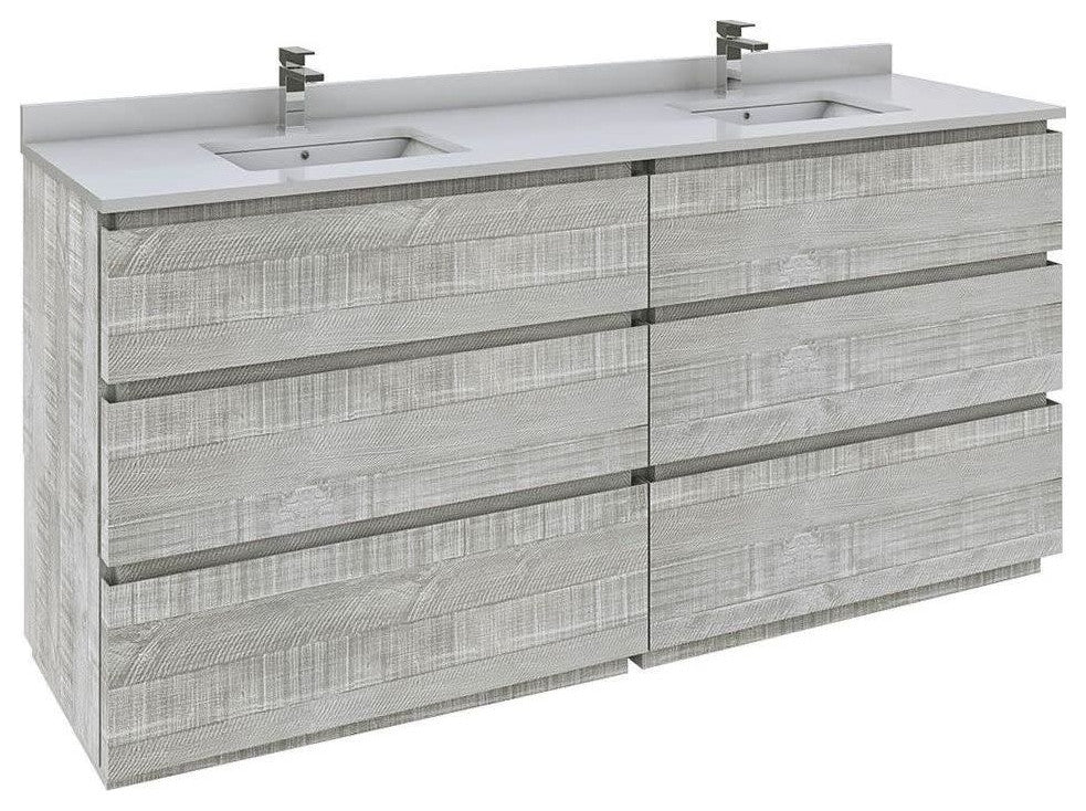Fresca Formosa Modern 70" Ash Floor Standing Double Sink Bathroom Cabinet