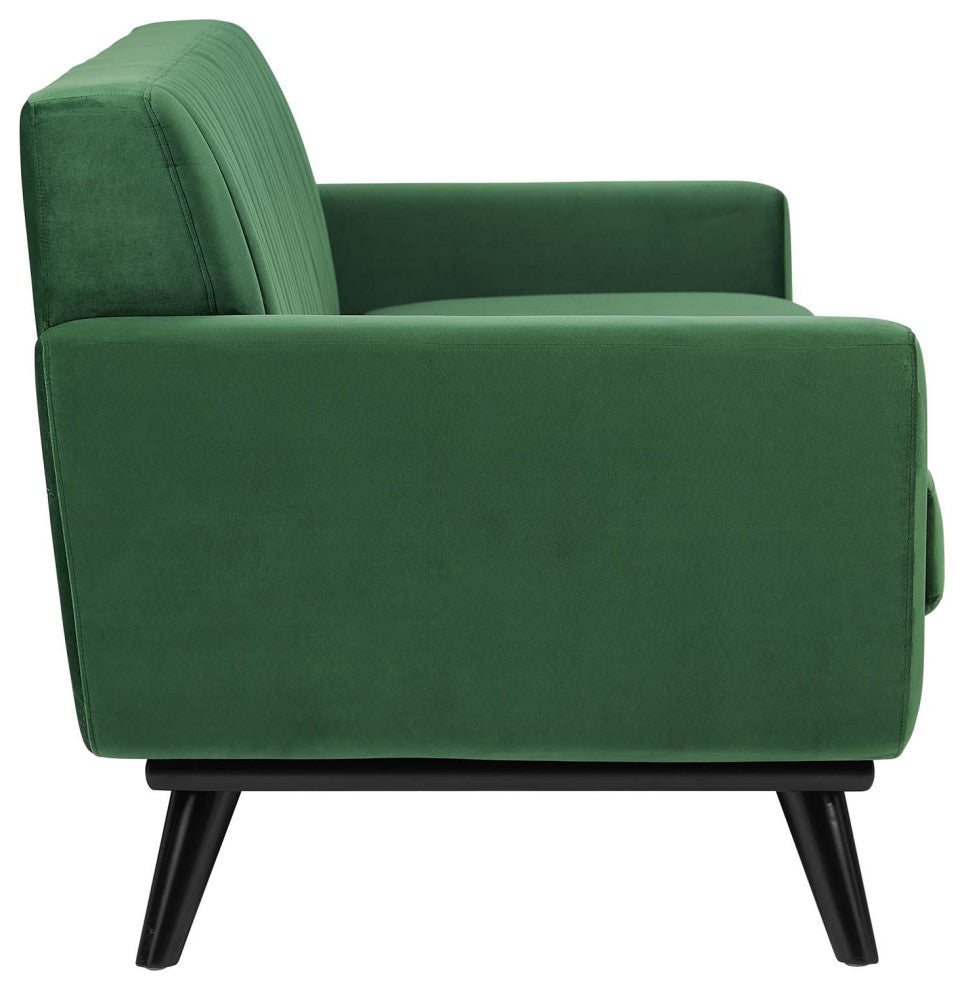 Engage Channel Tufted Performance Velvet Sofa Emerald