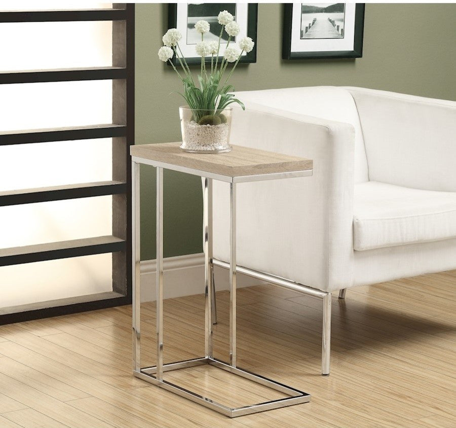 Monarch Specialties Cappuccino Hollow-Core, Chrome Metal Table, Natural/Chrome