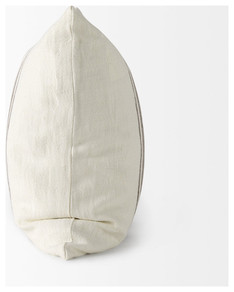 off white Pillow Cover With Brown Stripes
