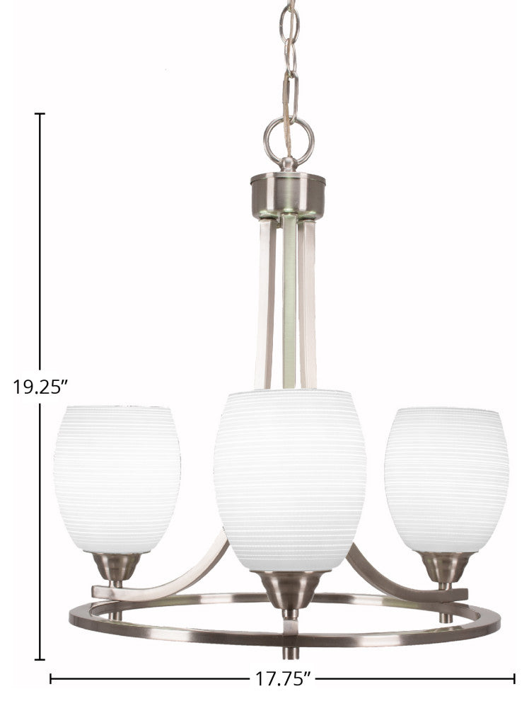 Paramount Uplight 3-Light Chandelier, Brushed Nickel, 5" White Matrix Glass