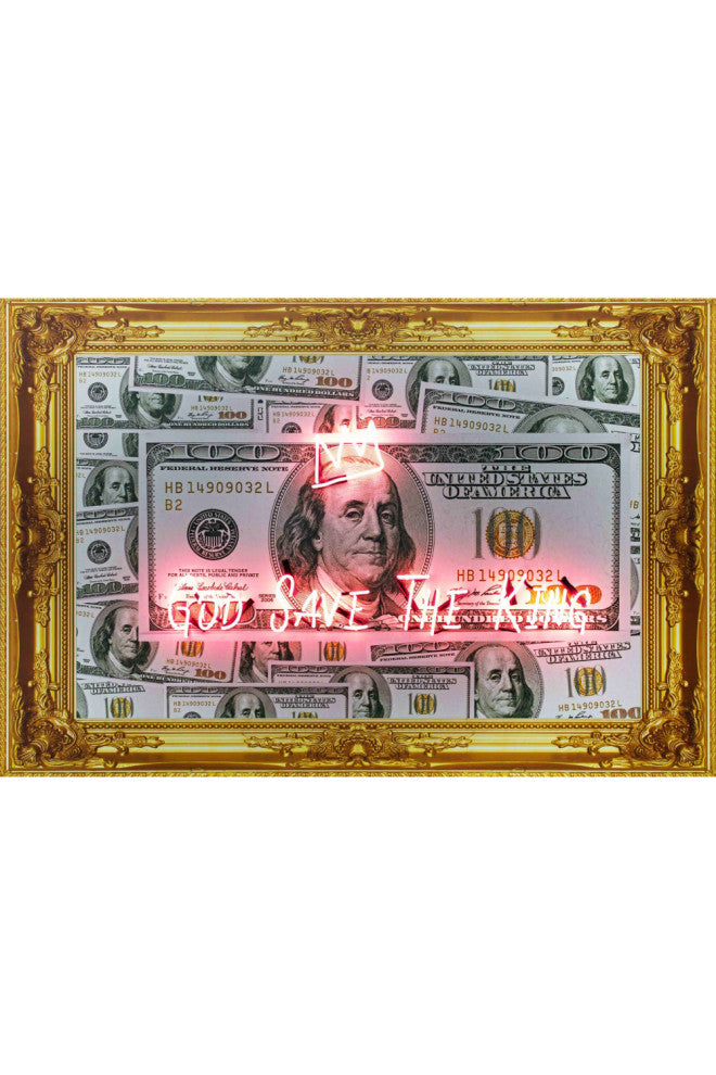 Hundred Dollar Neon Artwork, Andrew Martin God Save The King, Medium