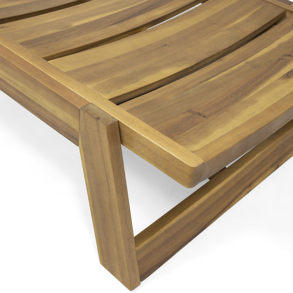 Lillian Outdoor Wood and Iron Chaise Lounge, Teak Finish, Yellow