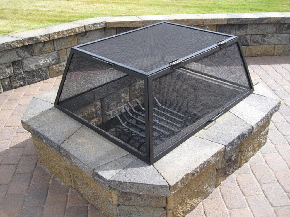 Master Flame Fire Pit Screen With Hinged Access, Hybrid, 39"