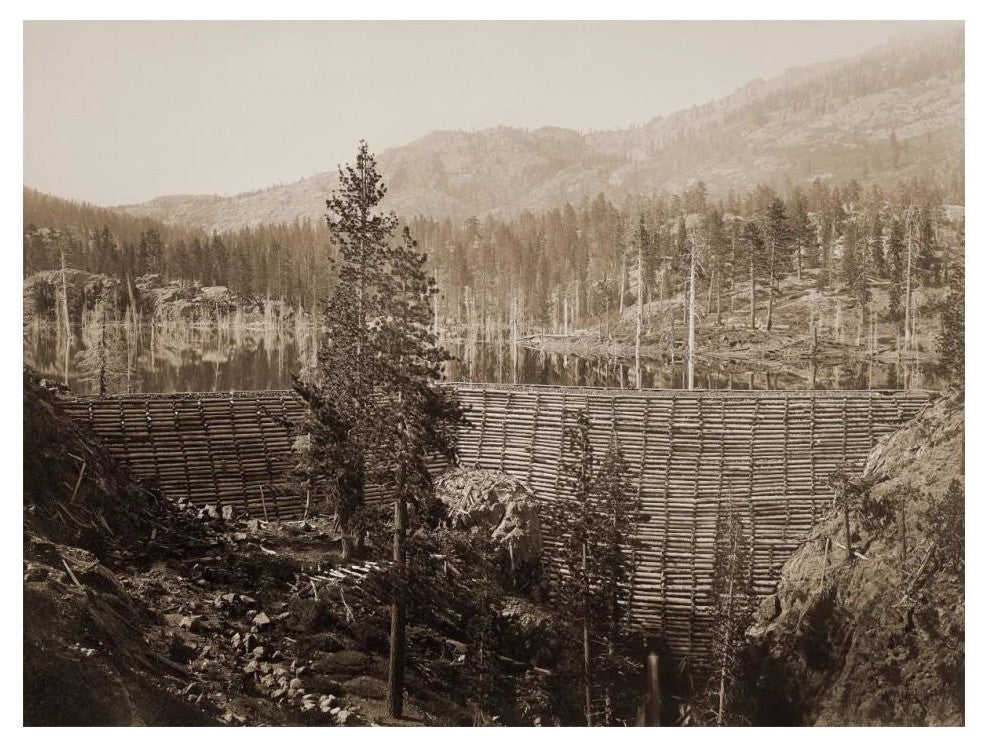 "Dam and Lake, Nevada County, Near View, about 1871" Paper Art, 18"x14"