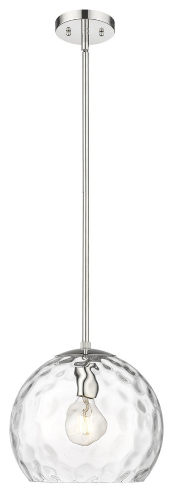 Mackenzie Polished Nickel 1-Light Pendant With Rippled Water glass