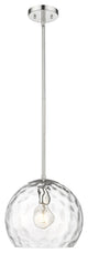 Mackenzie Polished Nickel 1-Light Pendant With Rippled Water glass