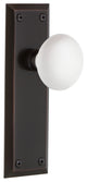 New York Plate Privacy White Porcelain Knob, Timeless Bronze
