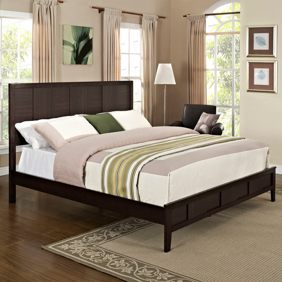 Modern Contemporary Bedroom Queen Bed Frame Brown