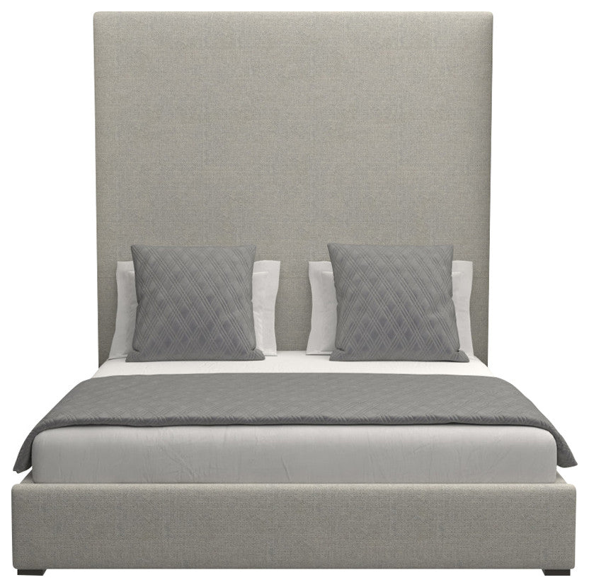 Nativa Interiors Moyra Plain Bed, Gray, King, Headboard: High