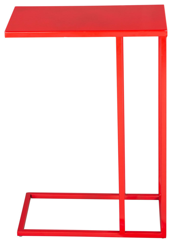 Sofa Side Table, Rectangular, Aluminum, Metal, Red, Lounge Lobby Hospitality