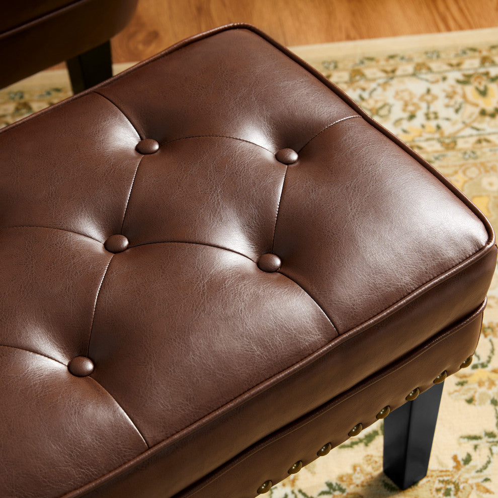 Set of 2 Accent Chair and Accent Stool, Coffee