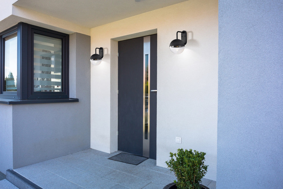 Atmosphere 10W LED Large Wall Lantern, Matte Black/Clear Seeded