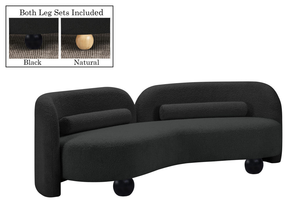 Daphne Upholstered Chair/Loveseat/Sofa, Black, Boucle Fabric, Sofa
