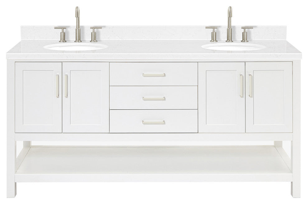 Ariel Magnolia 36"  Double Oval Sinks Vanity, Carrara Quartz