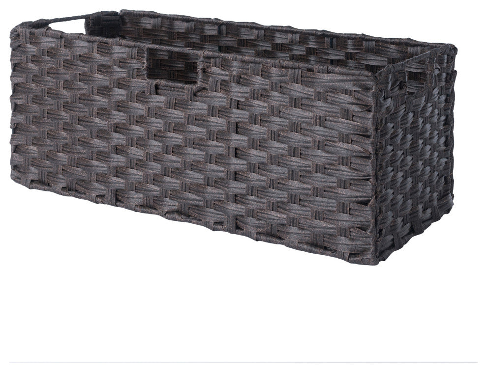 Melanie 3-PieceFoldable Woven Fiber Basket Set, Chocolate