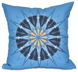 Sea Wheel, Geometric Print Pillow, Blue, 26"x26"