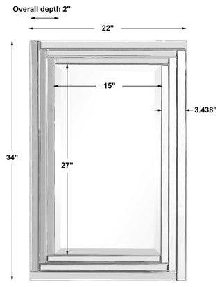 Uttermost 08027 B 22" W x 34" H Rectangular Framed Bathroom - Beveled glass