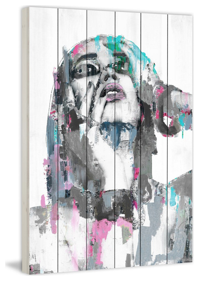 "Bewildered Beauty" Painting Print on White Wood, 8"x12"