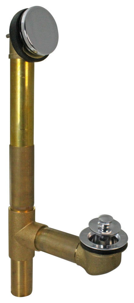 19 in. Solder In Brass Bath Tub Waste Drain Kit, Polished Chrome