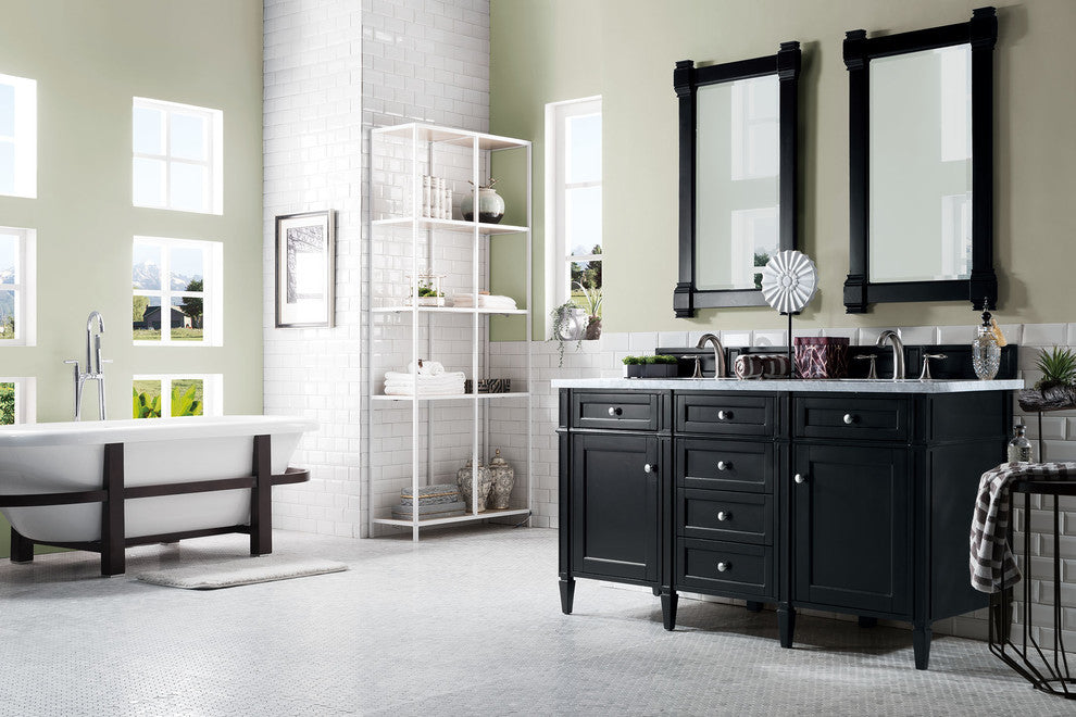 Brittany 60" Black Onyx Double Vanity, No Top