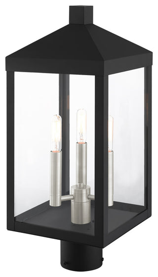 Livex Lighting Nyack 3 Light Antique Brass Medium Outdoor Post Top Lantern