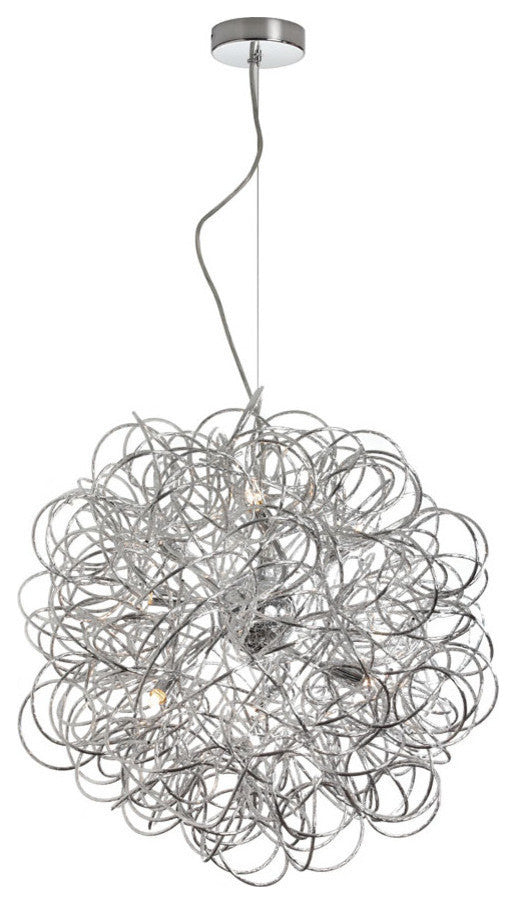 Tubular 6-Light Pendant, Polished Chrome