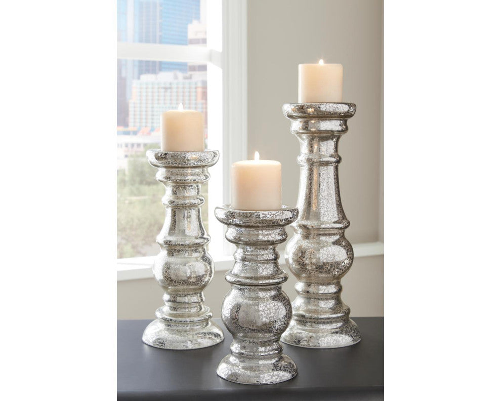 Rosario Silver Finish Candle Holder Set of 3
