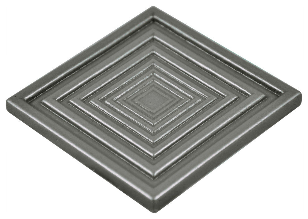 Focus 4"x4" Brushed Nickel Resin Decorative Insert Accent Piece Tile, Set of 4