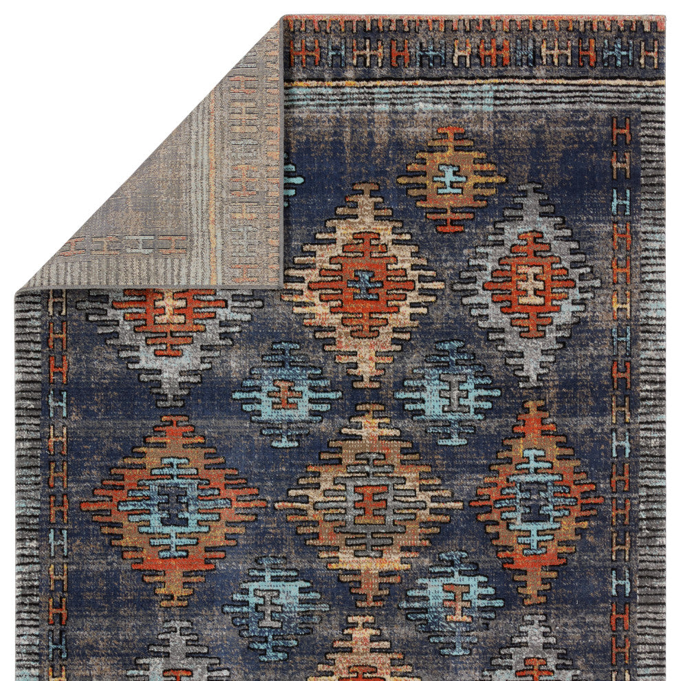 Jaipur Living Dez Indoor/Outdoor Tribal Blue/Orange Rug, 6'x9'