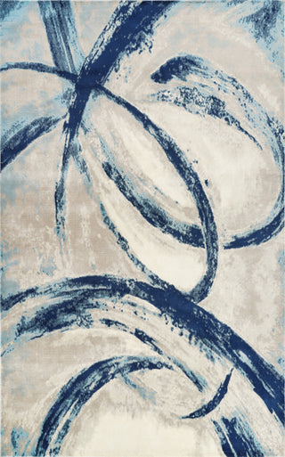 Damian Navy/Beige Rug, Navy, 4'x6'