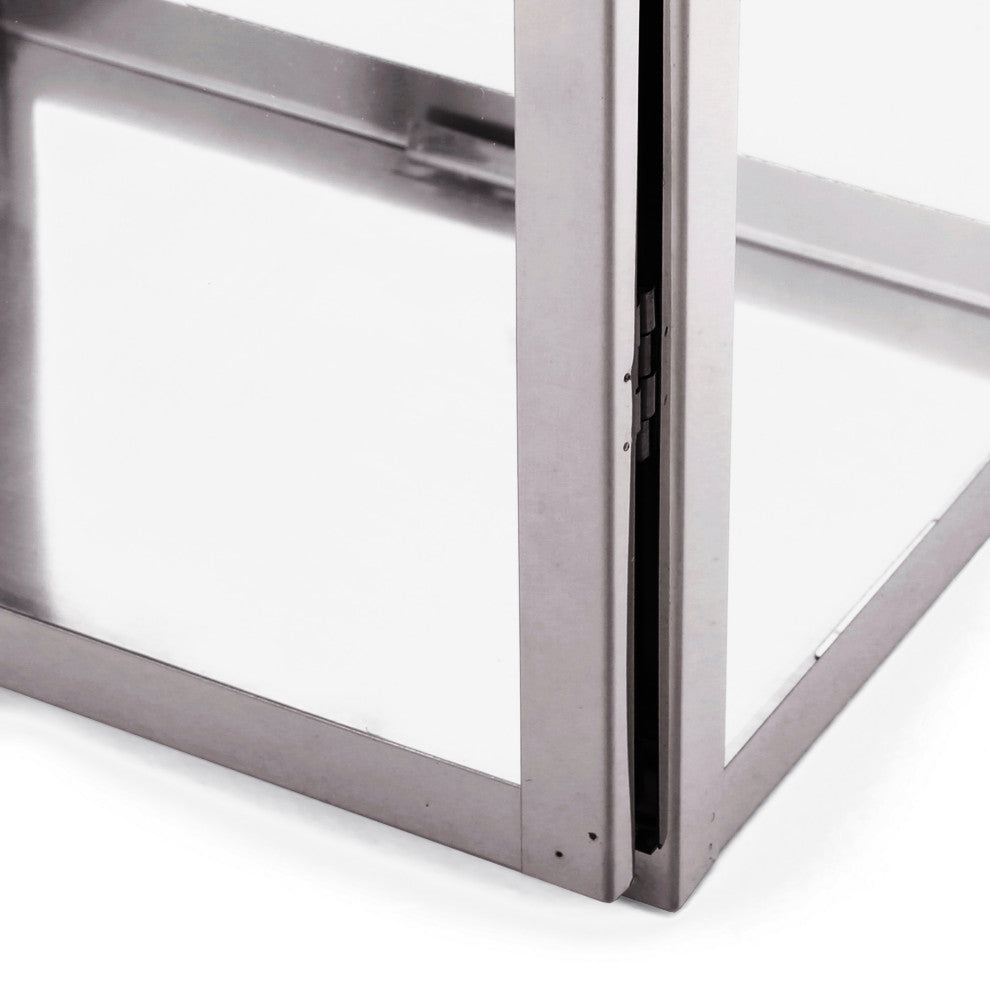Brianna Outdoor 19" Modern Stainless Steel Lantern, Silver