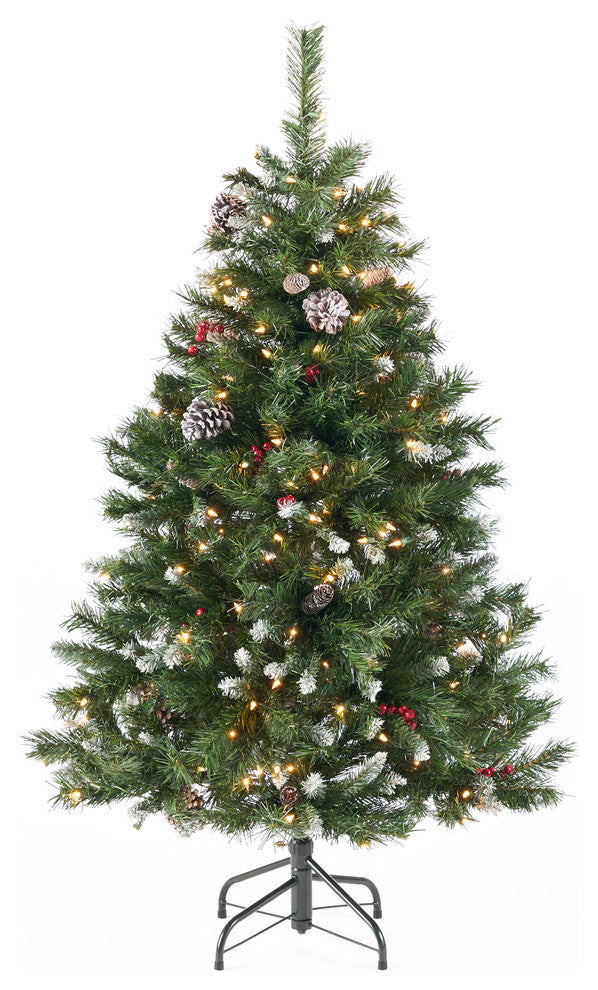4.5' Mixed Spruce Artificial Christmas Tree, Pre-Lit Clear