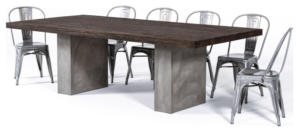 Modrest Renzo Modern Oak and Concrete Dining Table 94"