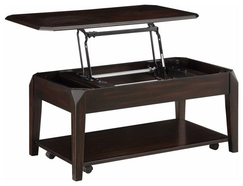 Benzara BM163899 Sturdy Rectangular Lift Top Coffee Table,Brown