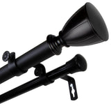 Maja 1" Double Curtain Rod, Black, 66-120"