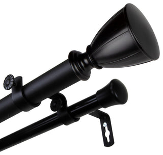 Maja 1" Double Curtain Rod, Black, 66-120"