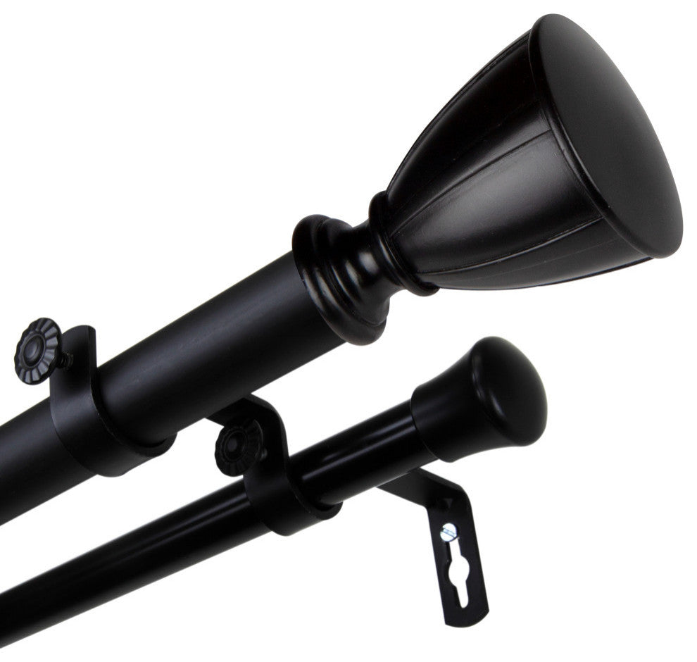 Maja 1" Double Curtain Rod, Black, 66-120"