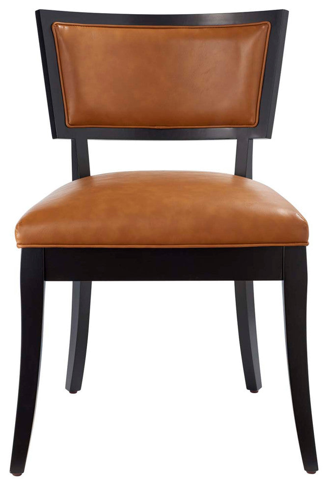 Pristine Vegan Leather Dining Chairs Set of 2, Tan