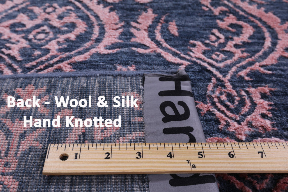 Modern Hand-Knotted Wool and Silk Rug 9' 1" X 12' 5" Q7053