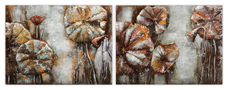 "Water Lilly Pads" Mixed Media Iron Hand Painted Dimensional Wall Art