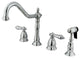 Kingston Brass Widespread Kitchen Faucet With Brass Sprayer, Polished Chrome